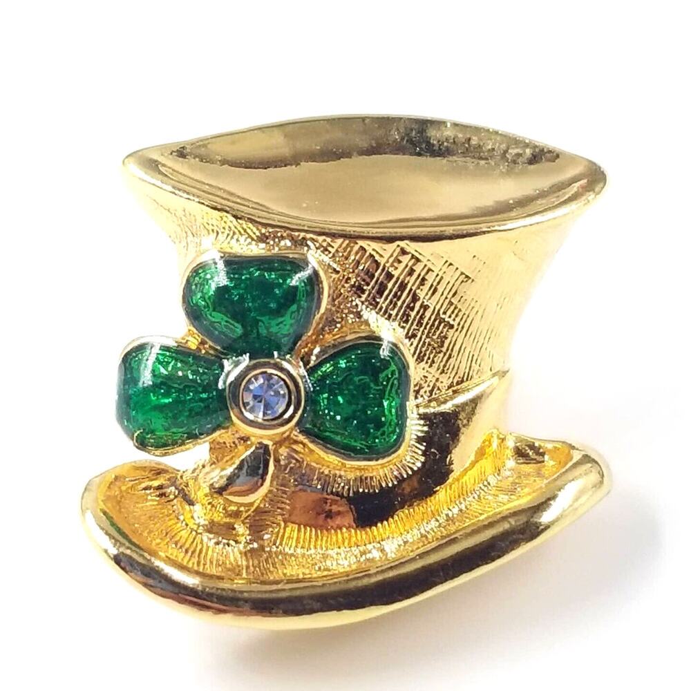 1992 Leprechaun Hat Hats Off To Luck Irish Green Clover Shamrock Pin Tie Tack
